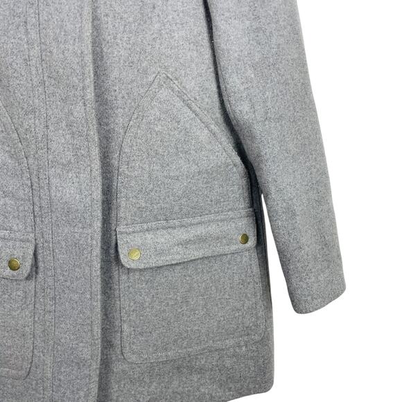 J. Crew Vail Faux Fur Trim Hooded Parka Coat Wool Blend Style Jacket - Picture 2 of 7